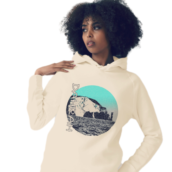 Dahrah Fashion unisex hoodie with print of the scenic coastline of the Isle of Wight