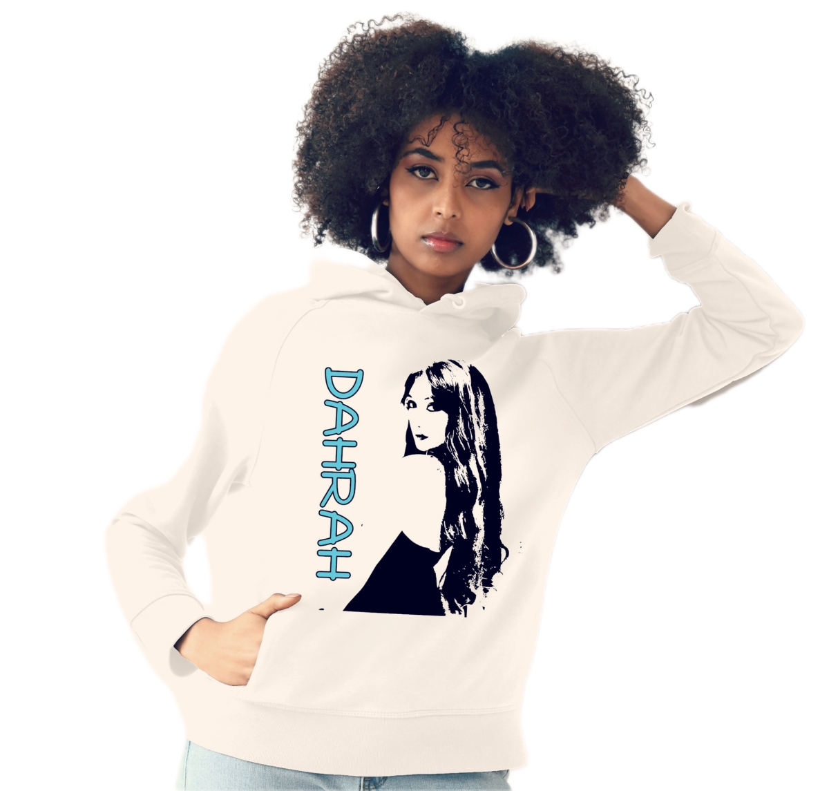 Beautiful high quality organic hoodie with print of a lighthouse with waves designed by Dahrah Darah Fashion.