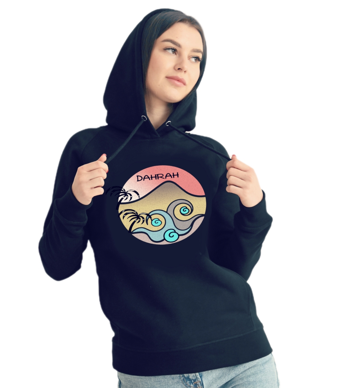 Dahrah Fashion unisex hoodie with print oF A TROPICAL PARADISE.