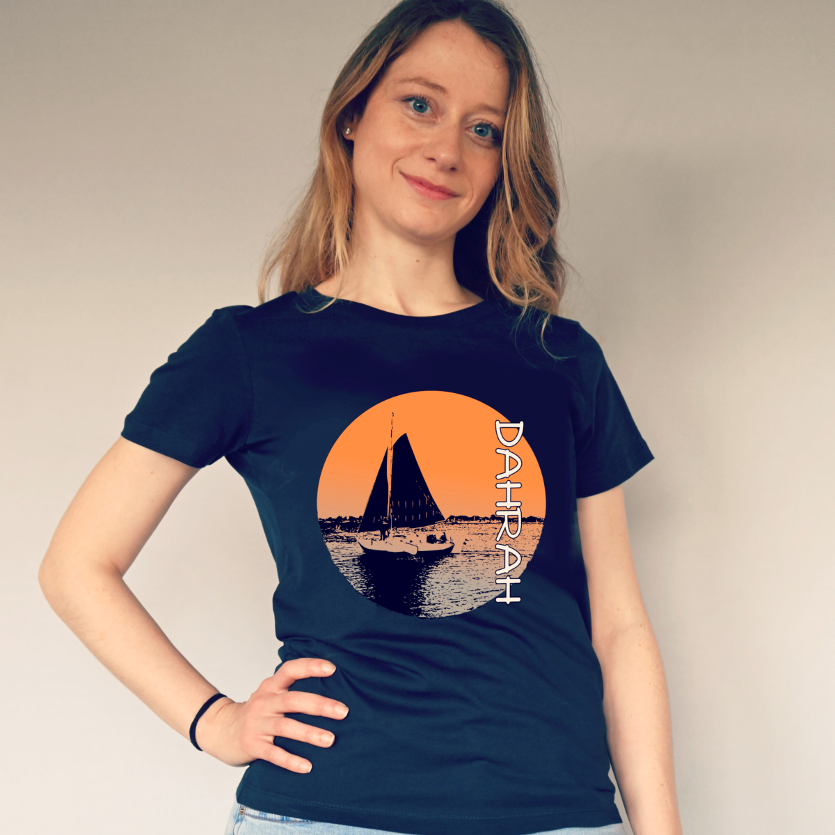 T-shirt with print of a SAILBOAT by Dahrah Darah Fashion