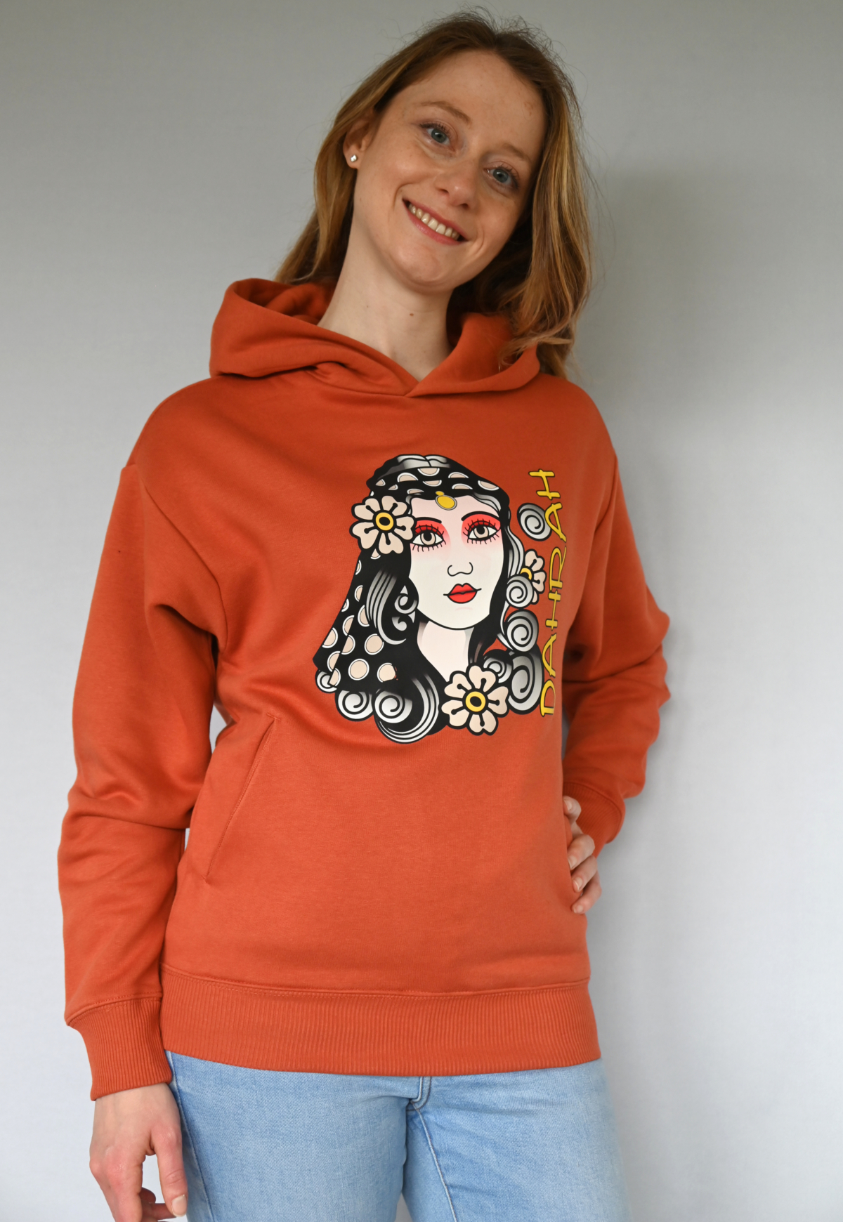 High quality oversized hoodie with print of a pirate girl.