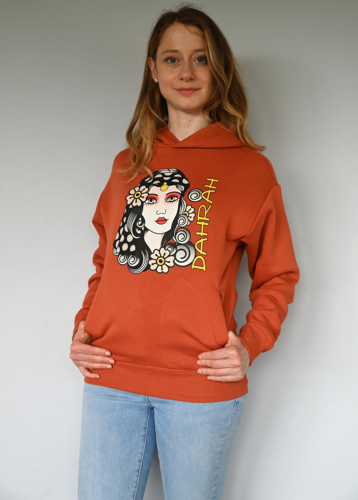 High quality oversized hoodie with print of a pirate girl.