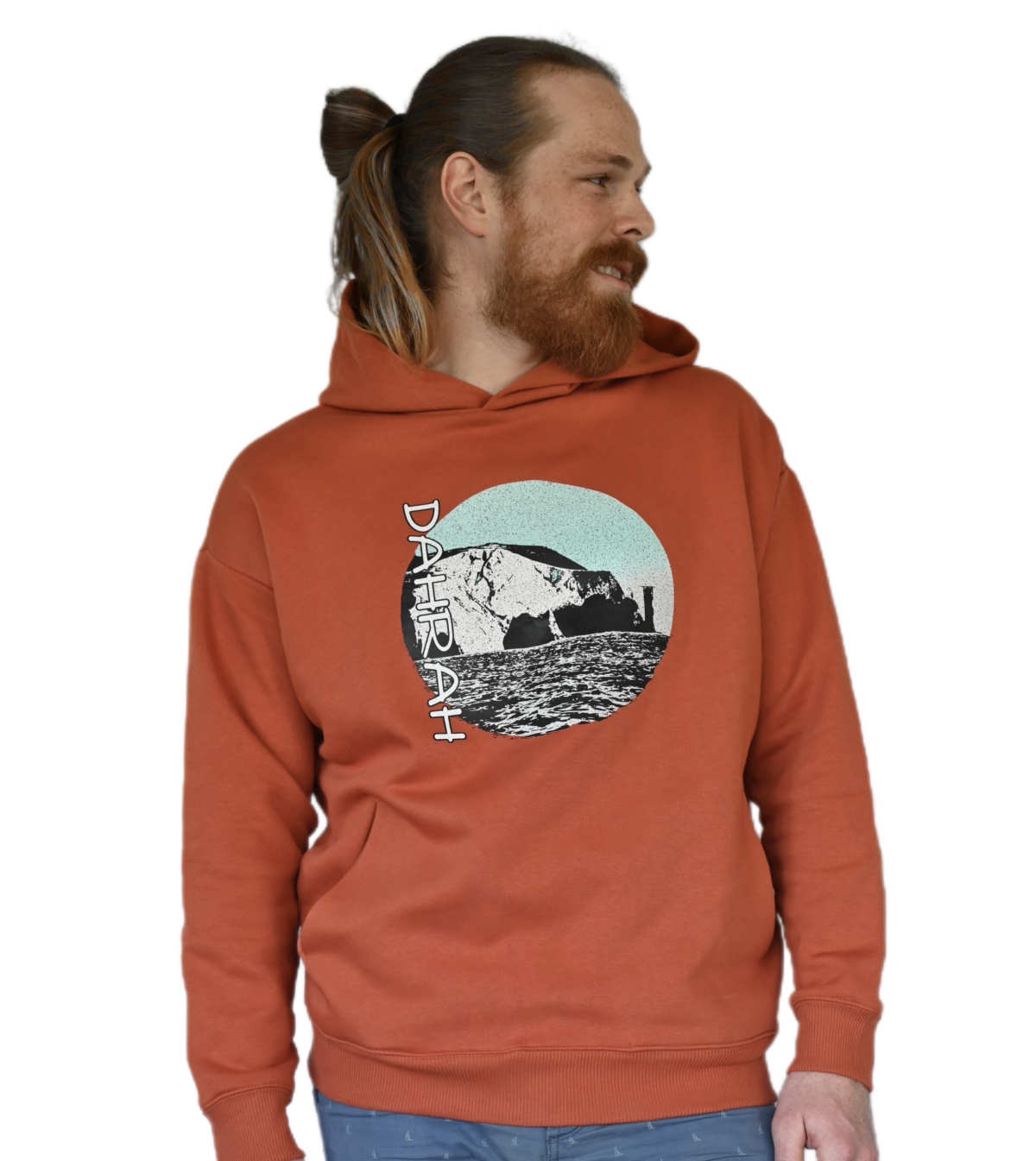 High quality oversized hoodie with print of the coastline of the Isle of Wight.