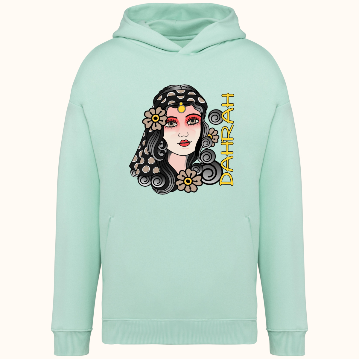 High quality oversized hoodie with print of a pirate girl.