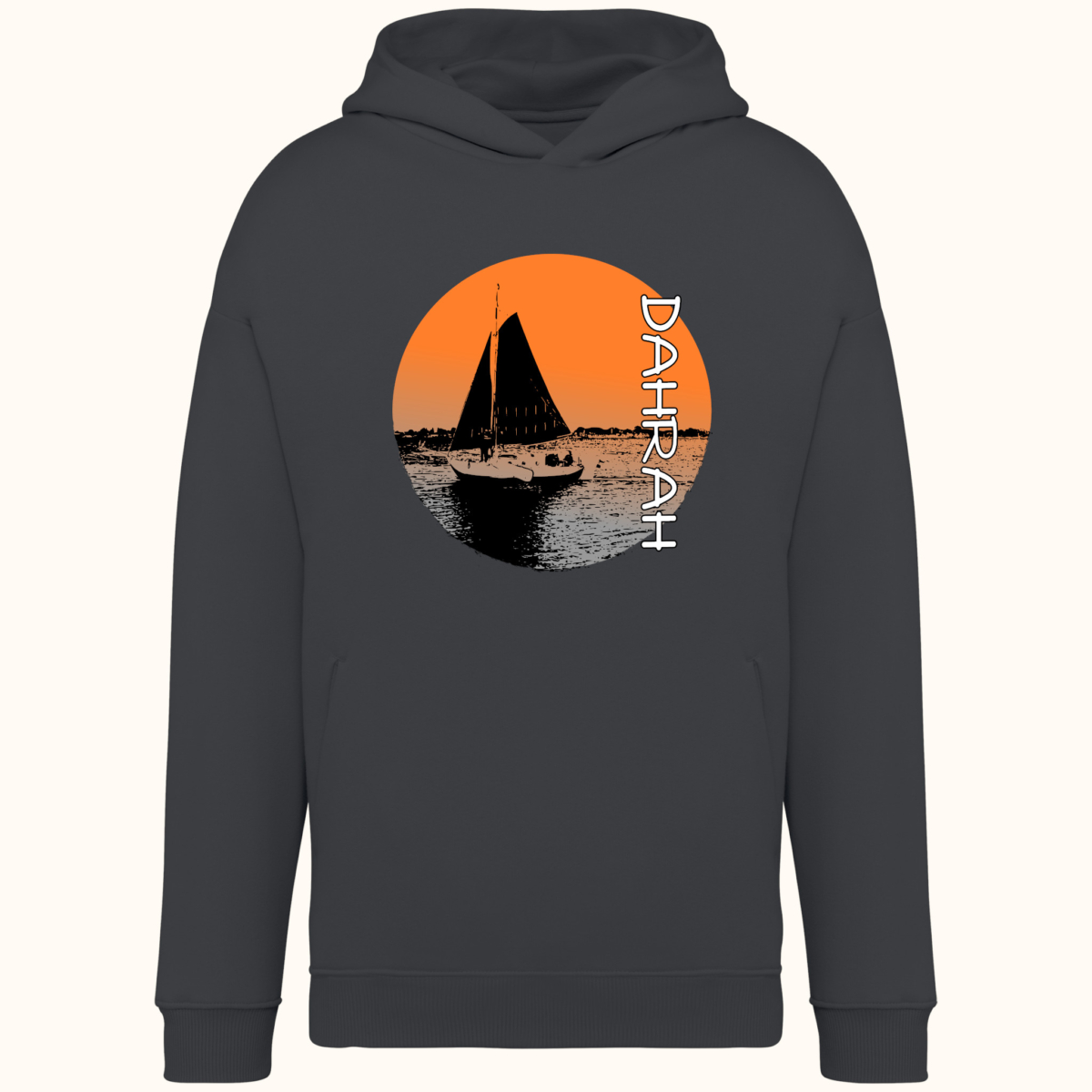 High quality oversized hoodie with print of a Dutch traditional sailboat.