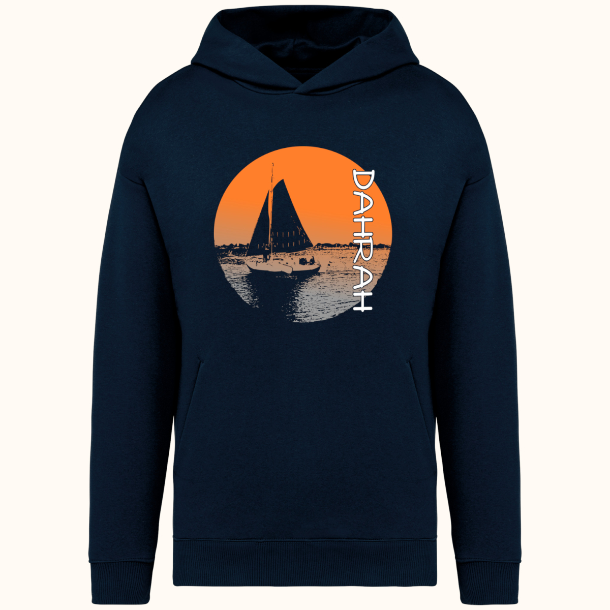 High quality oversized hoodie with print of a Dutch traditional sailboat.