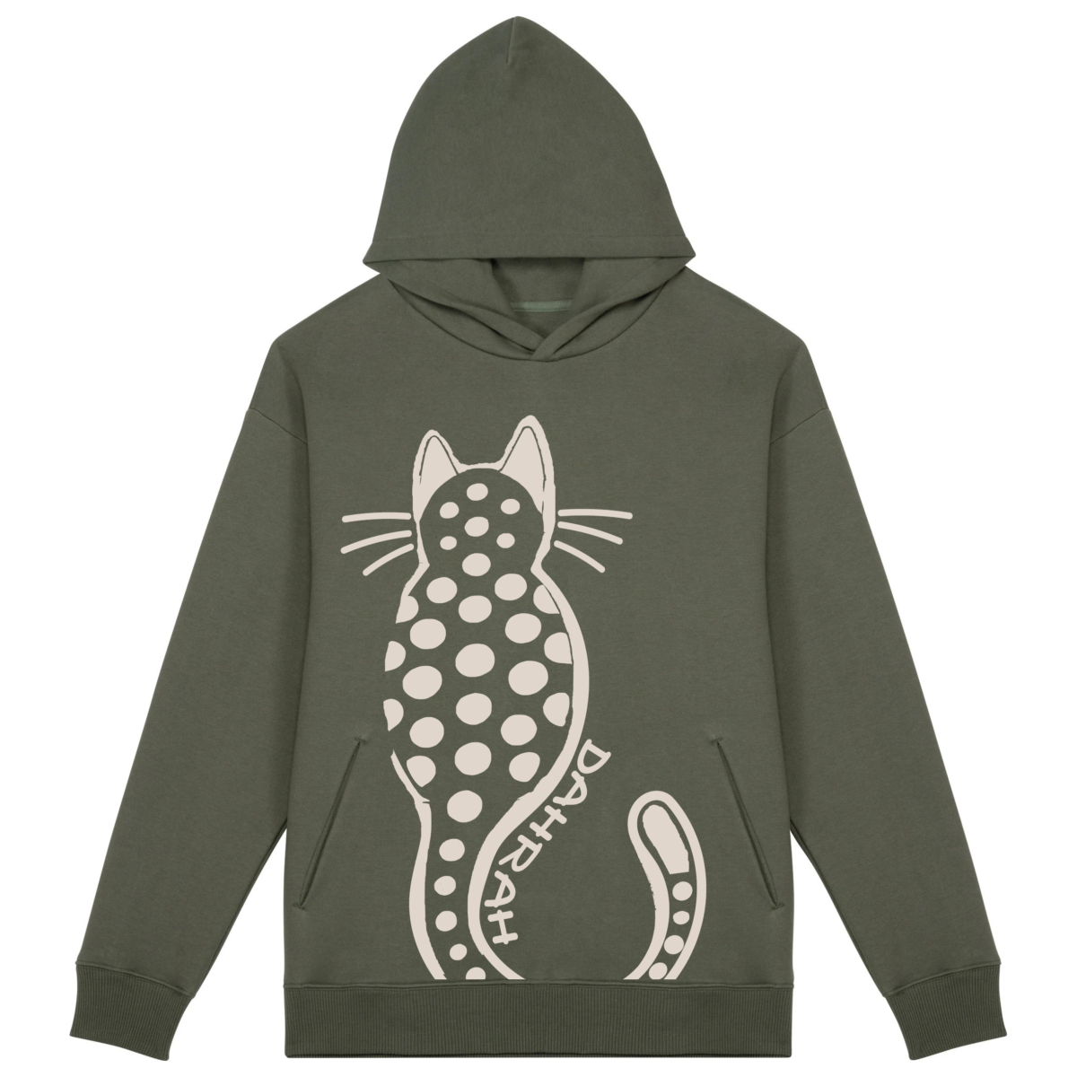 High quality oversized hoodie with print of a dotty cat.