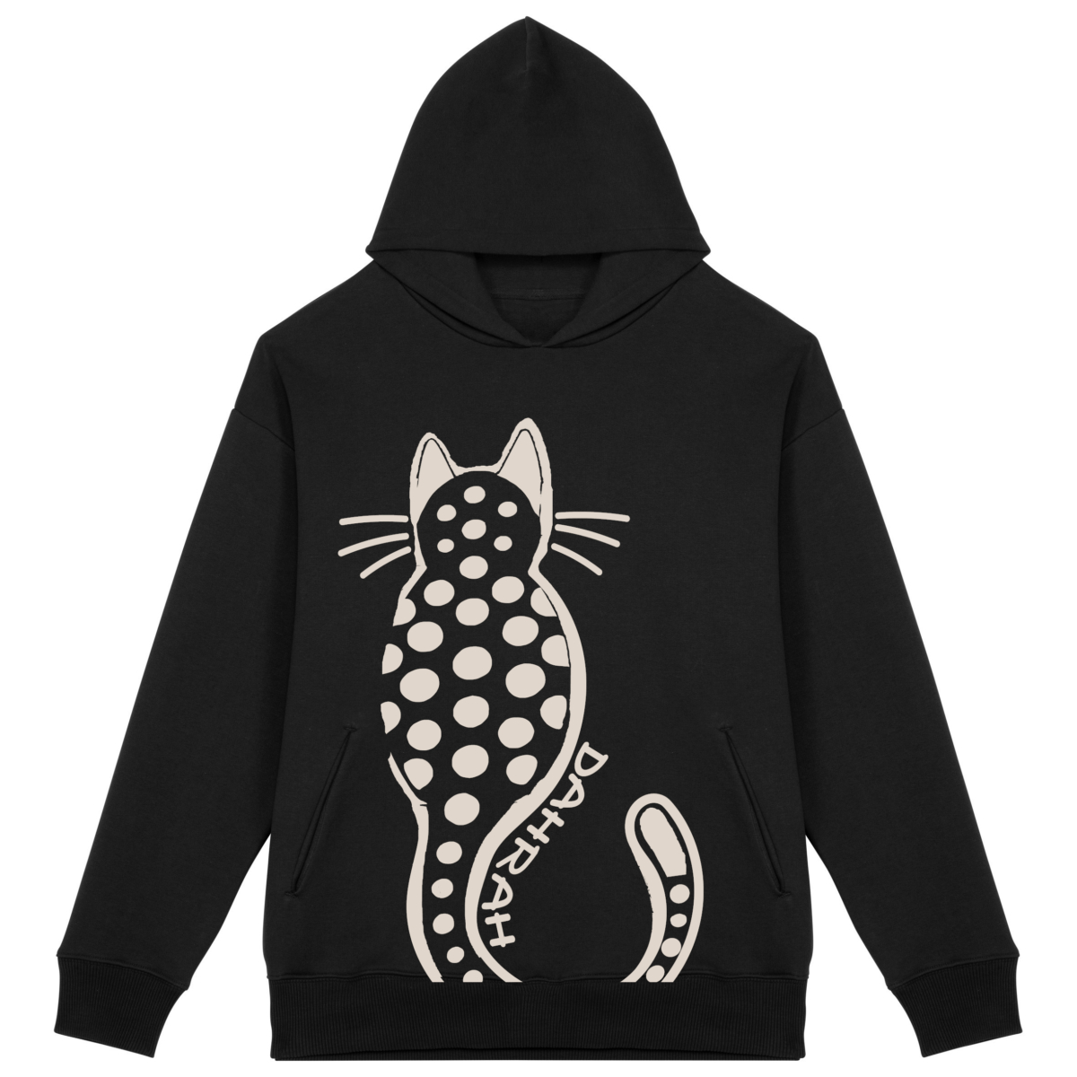 High quality oversized hoodie with print of a dotty cat.