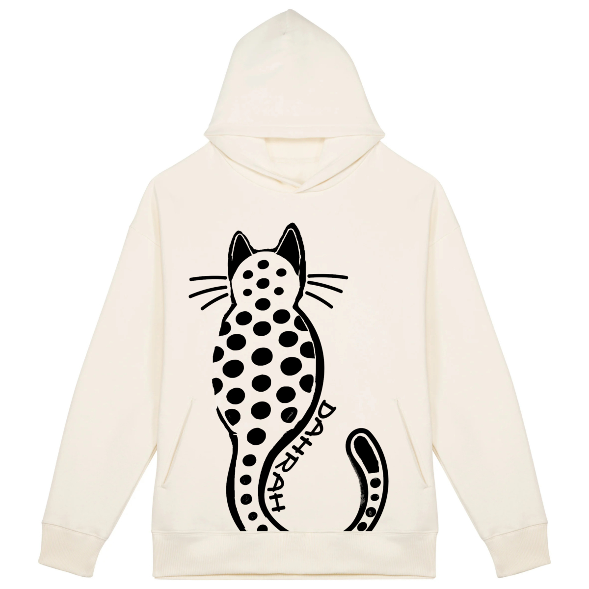 High quality oversized hoodie with print of a dotty cat.