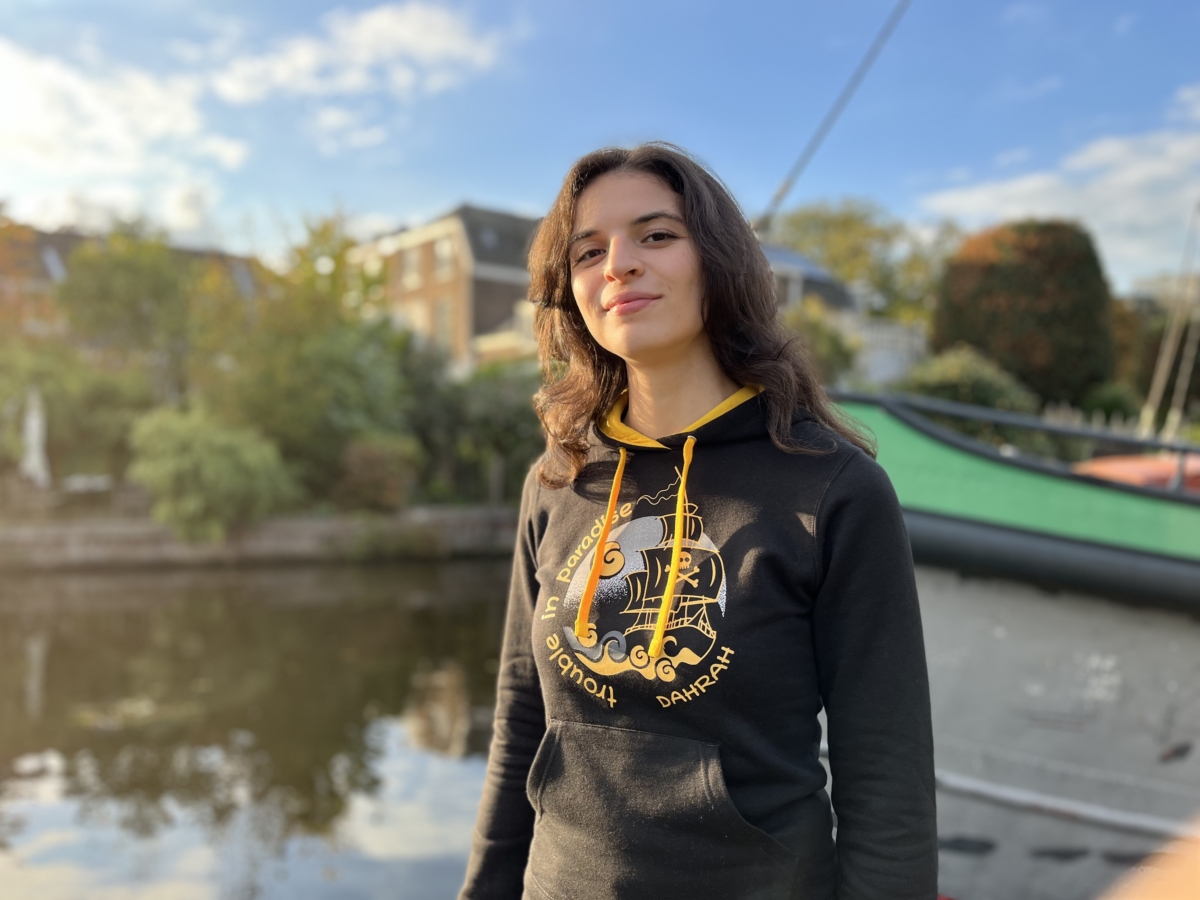 Beautiful high quality organic hoodie with print of a pirate ship.