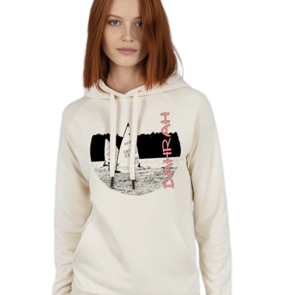 Beautiful high quality organic hoodie with print of a Laser sailboat regatta.