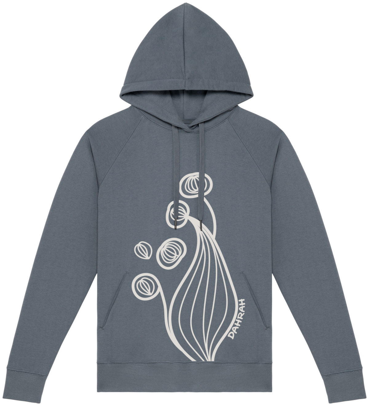 Beautiful high quality organic hoodie with print of a unreal flower.