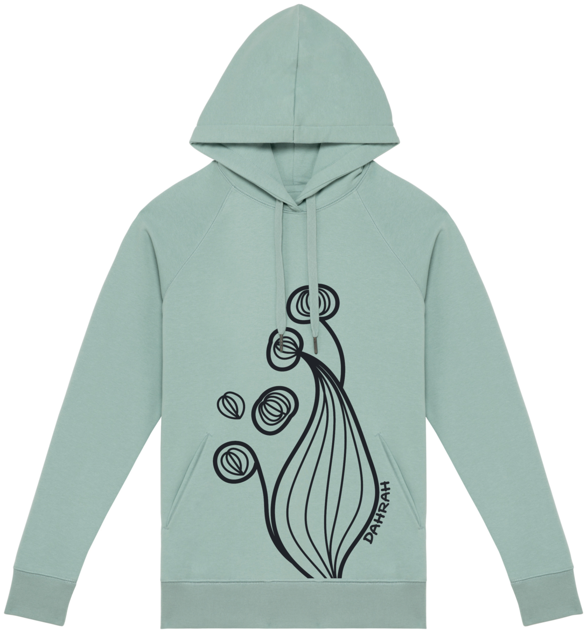 Beautiful high quality organic hoodie with print of a unreal flower.