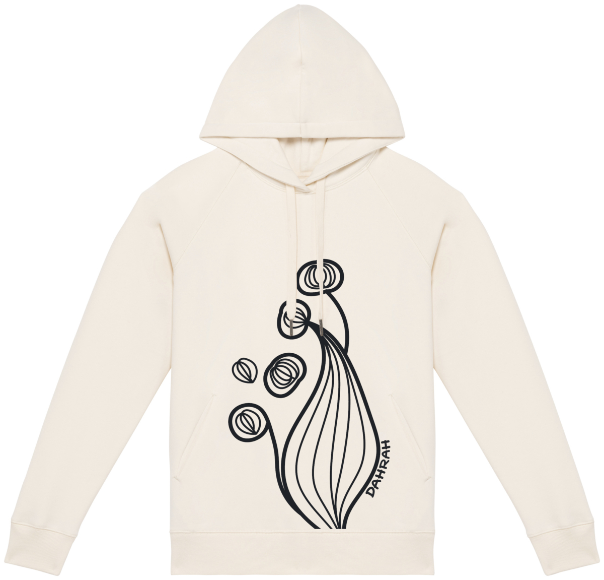 Beautiful high quality organic hoodie with print of a unreal flower.