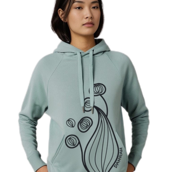 Beautiful high quality organic hoodie with print of a unreal flower.