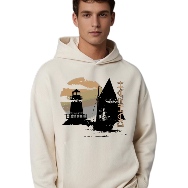 Dahrah Darah High quality oversized hoodie with print of a pirate sailboat.