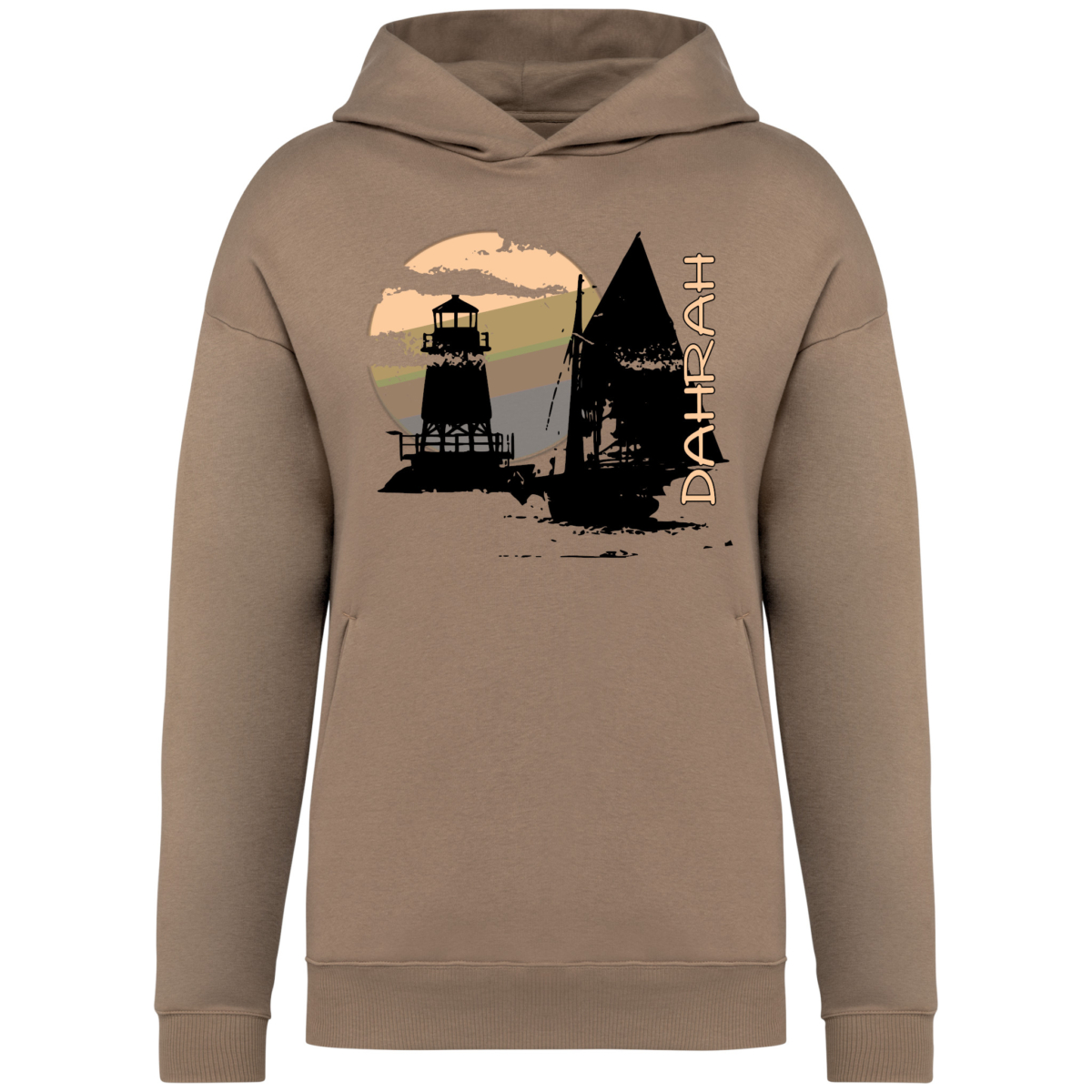 Dahrah Darah High quality oversized hoodie with print of a pirate sailboat.