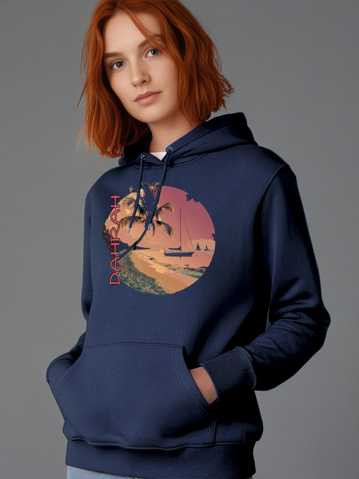 Dahrah Darah High quality hoodie with print of sailboats.